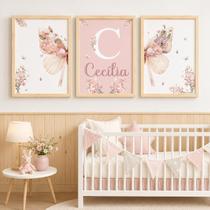 Quadro Decorativo Infantil Menina Moldura Premium Tema Lúdico Minimalista Quarto de Bebê Criança Menina Kit 3 Peças 33x24cm Quadro Decorativo Infantil Menina Moldura Premium Tema Lúdico Minimalista Quarto de Bebê Criança Menina Kit 3 Peças 33x24cm