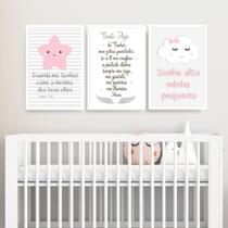 Quadro Decorativo Infantil Menina Moldura Premium Tema Lúdico Minimalista Quarto de Bebê Criança Menina Kit 3 Peças 33x24cm Quadro Decorativo Infantil Menina Moldura Premium Tema Lúdico Minimalista Quarto de Bebê Criança Menina Kit 3 Peças 33x24cm