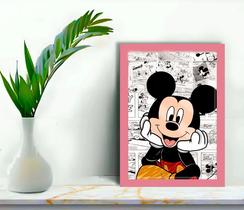 Quadro Decorativo Infantil Mickey Mouse + Vidro 33x25 Sala
