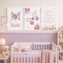 Quadro Decorativo Infantil Moldura Premium Tema Lúdico Minimalista Quarto de Bebê Criança Menina