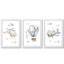 Quadro Decorativo Infantil Quarto Bebê Avião Helicóptero