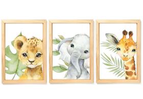Quadro Decorativo Infantil Quarto Bebê Safari Aquarela 33x43 Quadro Decorativo Infantil Quarto Bebê Safari Aquarela 33x43