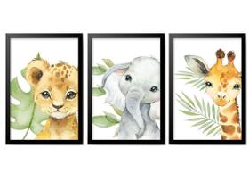 Quadro Decorativo Infantil Quarto Bebê Safari Aquarela