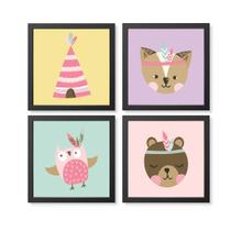Quadro Decorativo Infantil Quarto Menina Animais do Bosque Quadro Decorativo Infantil Quarto Menina Animais do Bosque