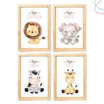 Quadro Decorativo Infantil Safari Baby Aquarela Menina 33x43