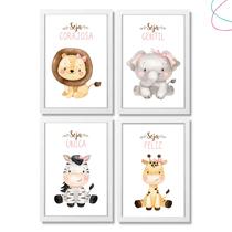 Quadro Decorativo Infantil Safari Baby Aquarela Menina 33x43 Quadro Decorativo Infantil Safari Baby Aquarela Menina 33x43
