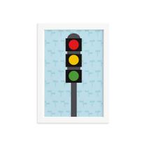 Quadro Decorativo Infantil Semáforo 33x43 Moldura Branca Quadro Decorativo Infantil Semáforo 33x43 Moldura Branca
