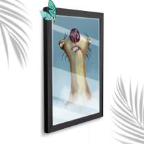 Quadro Decorativo Infantil Sid Ice Age + Vidro 33x25 Sala