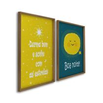 Quadro Decorativo Infantil Sol Balão e Arco Íris 2 Telas 60x90cm para Quarto Sala Brinquedoteca