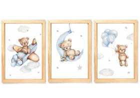 Quadro Decorativo Infantil Ursinho Urso Aquarela Aviador
