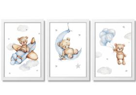 Quadro Decorativo Infantil Ursinho Urso Aquarela Aviador