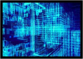 Quadro Decorativo Informática Tecnologia Abstrato Computação Lojas Salas Quartos Com Moldura RC016