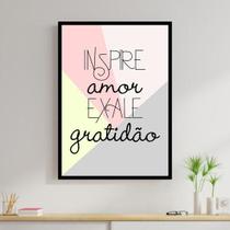 Quadro Decorativo Inspire Amor Exale Gratidão 34x23cm