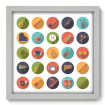 Quadro Decorativo - Instrumentos Musicais - 33cm x 33cm - 046qdgb