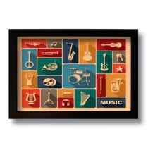 Quadro Decorativo Instrumentos Musicais 33x43 cm