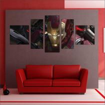 Quadro Decorativo Iron Man Homem De Ferro Avengers Vingadores 5 Peças GG3