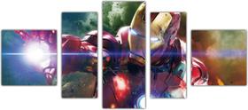 Quadro Decorativo Iron Man Homem De Ferro Avengers Vingadores 5 Peças GG4 Quadro Decorativo Iron Man Homem De Ferro Avengers Vingadores 5 Peças GG4