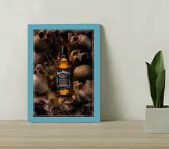 Quadro Decorativo Jack Daniels Skull Bar Restaurante C/Vidro