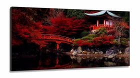 Quadro Decorativo Japão Sakura Vermelho em Tecido Canvas 130x60 Quadro Decorativo Japão Sakura Vermelho em Tecido Canvas 130x60