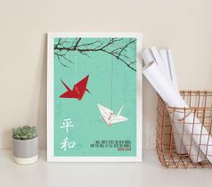 Quadro Decorativo Japonês Tsurus 24X18Cm - Com Vidro Quadro Decorativo Japonês Tsurus 24X18Cm - Com Vidro