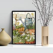 Quadro Decorativo Jardim - Regador 24X18Cm - Com Vidro