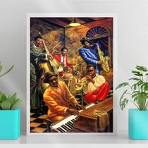 Quadro Decorativo Jazz Band New Orleans 45x34cm - com vidro