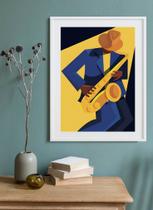 Quadro Decorativo Jazz Saxofone 60x48cm Quadro Decorativo Jazz Saxofone 60x48cm