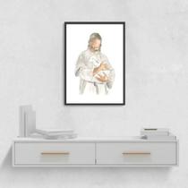 Quadro Decorativo Jesus Com Cordeiro 24X18Cm - Preta