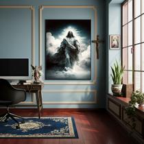 Quadro Decorativo Jesus Cristo Andando Nas Nuvens -70x50cm Quadro Decorativo Jesus Cristo Andando Nas Nuvens -70x50cm