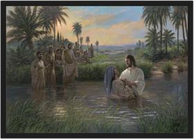 Quadro Decorativo Jesus Cristo Batismo Moldura Rc02