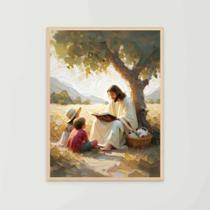 Quadro Decorativo Jesus Cristo e as Crianças Rezando Orando Ensinando Evangelizando Quarto Infantil Quadro Decorativo Jesus Cristo e as Crianças Rezando Orando Ensinando Evangelizando Quarto Infantil