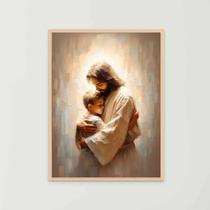 Quadro Decorativo Jesus Cristo e o Menino Abraçados Quarto Infantil Ref. 01 Quadro Decorativo Jesus Cristo e o Menino Abraçados Quarto Infantil Ref. 01