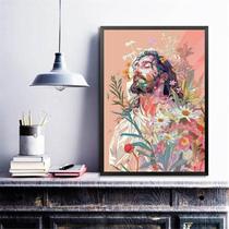 Quadro Decorativo Jesus Cristo Floral 24X18Cm