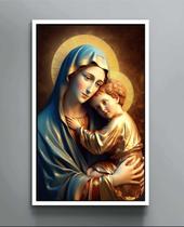 Quadro Decorativo Jesus Cristo Maria Canvas Moldura Filete