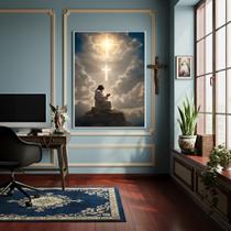 Quadro Decorativo Jesus Cristo Rezando no Monte - 70x50cm