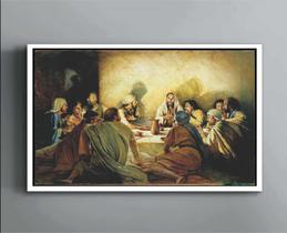 Quadro Decorativo Jesus Cristo Santa Ceia Canvas Moldura Filete