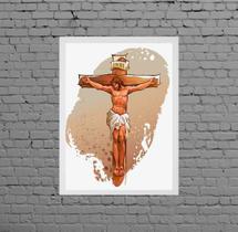 Quadro Decorativo Jesus Cruxificado 24x18cm - com vidro