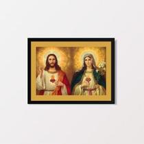 Quadro Decorativo Jesus e Maria 45x34cm - Moldura Preta