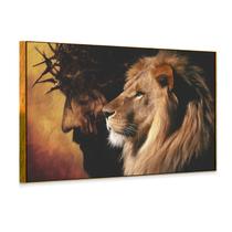 Quadro Decorativo Jesus e o Leão perfeito para quem ama momentos e a arte. Ideal para salas, quartos e escritórios.