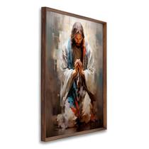Quadro Decorativo Jesus em Oração 1 Tela 60x90cm para Decorar, Igreja, Sala, Quarto Com Vidro
