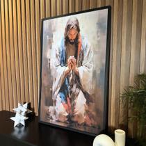 Quadro Decorativo Jesus Em Oração 45X34Cm - Com Vidro