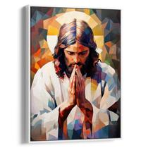 Quadro decorativo Jesus em Oração Profunda em Formas Geométricas - Art Canvas