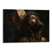 Quadro decorativo Jesus Em Sofrimento Reclinado Sobre a Cruz - Art Canvas