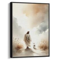Quadro decorativo Jesus Guiando O Cordeiro Pelo Caminho Celestial - Art Canvas