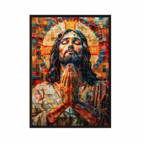 Quadro Decorativo Jesus Mosaico 60 x 90 Moldura caixa Quadro Decorativo Jesus Mosaico 60 x 90 Moldura caixa