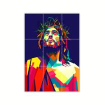 Quadro decorativo Jesus Mosaico 9 partes