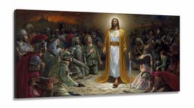 Quadro Decorativo Jesus Poder Deus em tecido canvas 130x60 Quadro Decorativo Jesus Poder Deus em tecido canvas 130x60