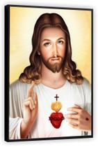 Quadro Decorativo Jesus Sagrado Coração Grande Tela Canvas Premium Salas - Vital Quadros