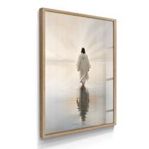 Quadro Decorativo Jesus Sobre Águas 55x40 Com Vidros