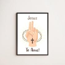 Quadro Decorativo Jesus Te Ama 33X24Cm - Com Vidro